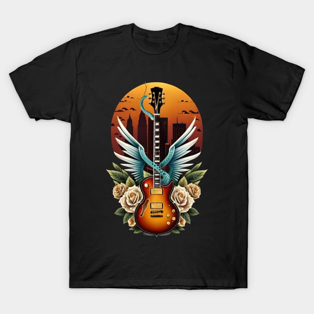 Electric guitar with wings 10 T-Shirt by Dandeliontattoo